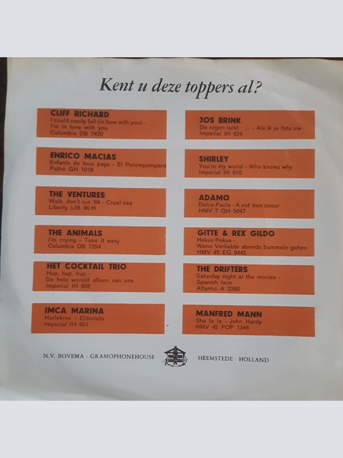 Vinyl / Die Bambis - Ticke - Tacke Slop / Es War Nur Eine Liebelei