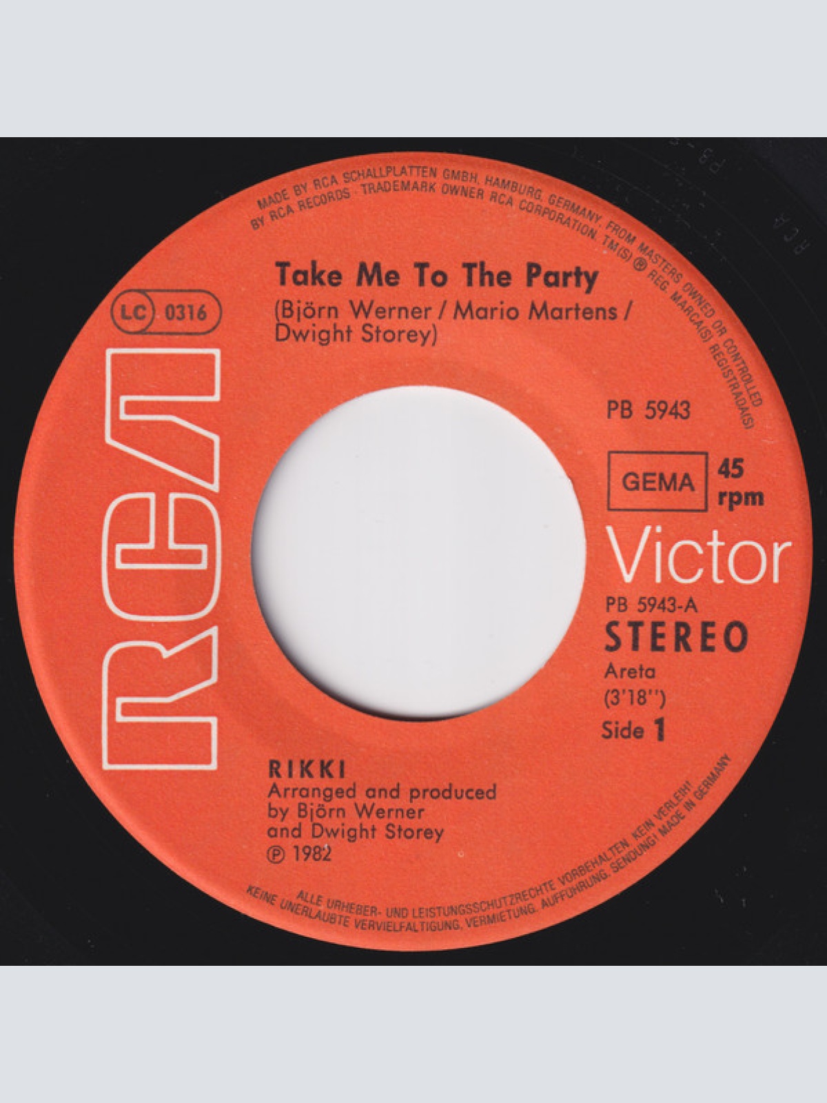 Vinyl / Rikki - Take Me To The Party