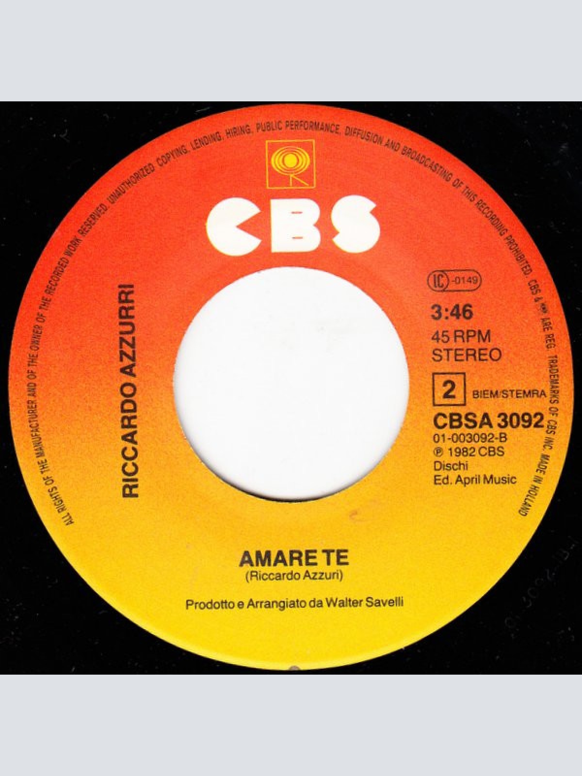 Vinyl / Riccardo Azzurri - Vento Di Terra, Vento Di Mare