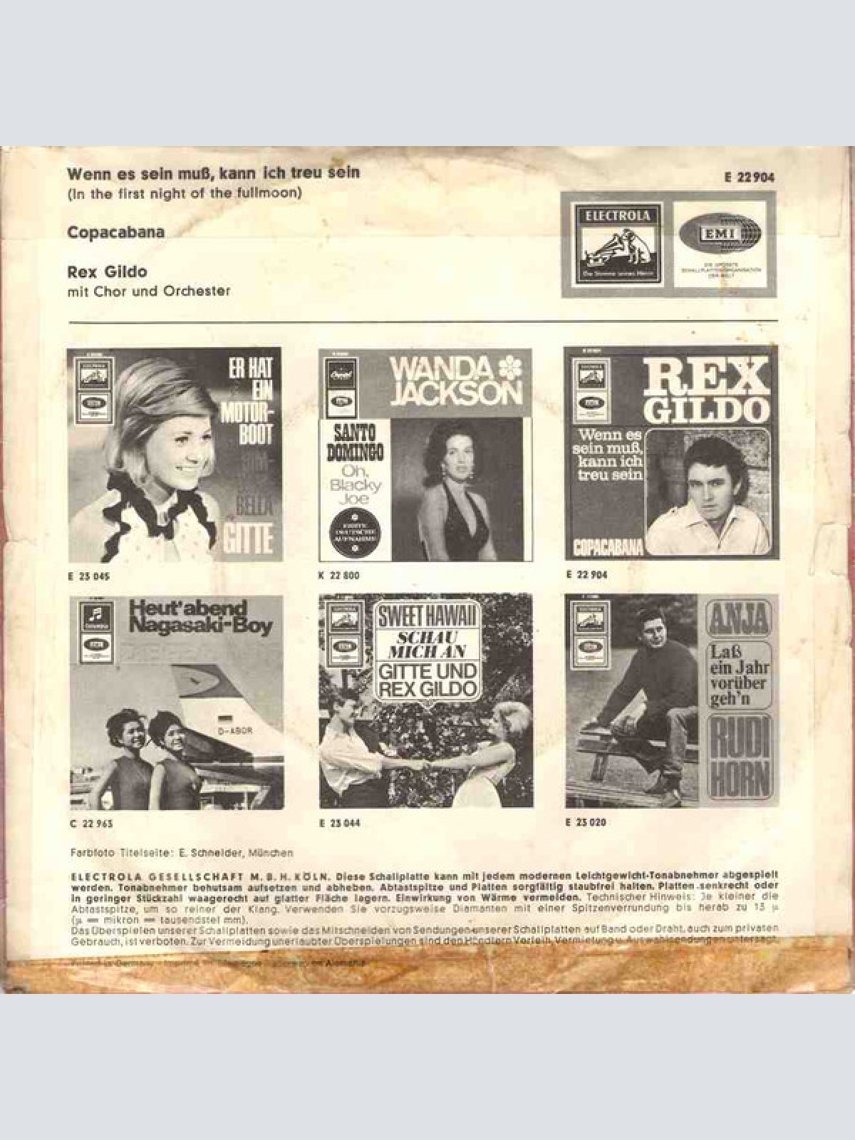 Vinyl / Rex Gildo - Wenn Es Sein Muß, Kann Ich Treu Sein / Copacabana