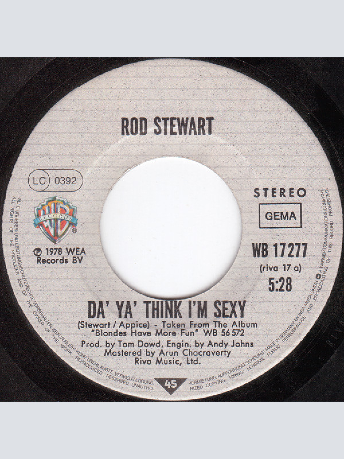 Vinyl / Rod Stewart - Da' Ya' Think I'm Sexy