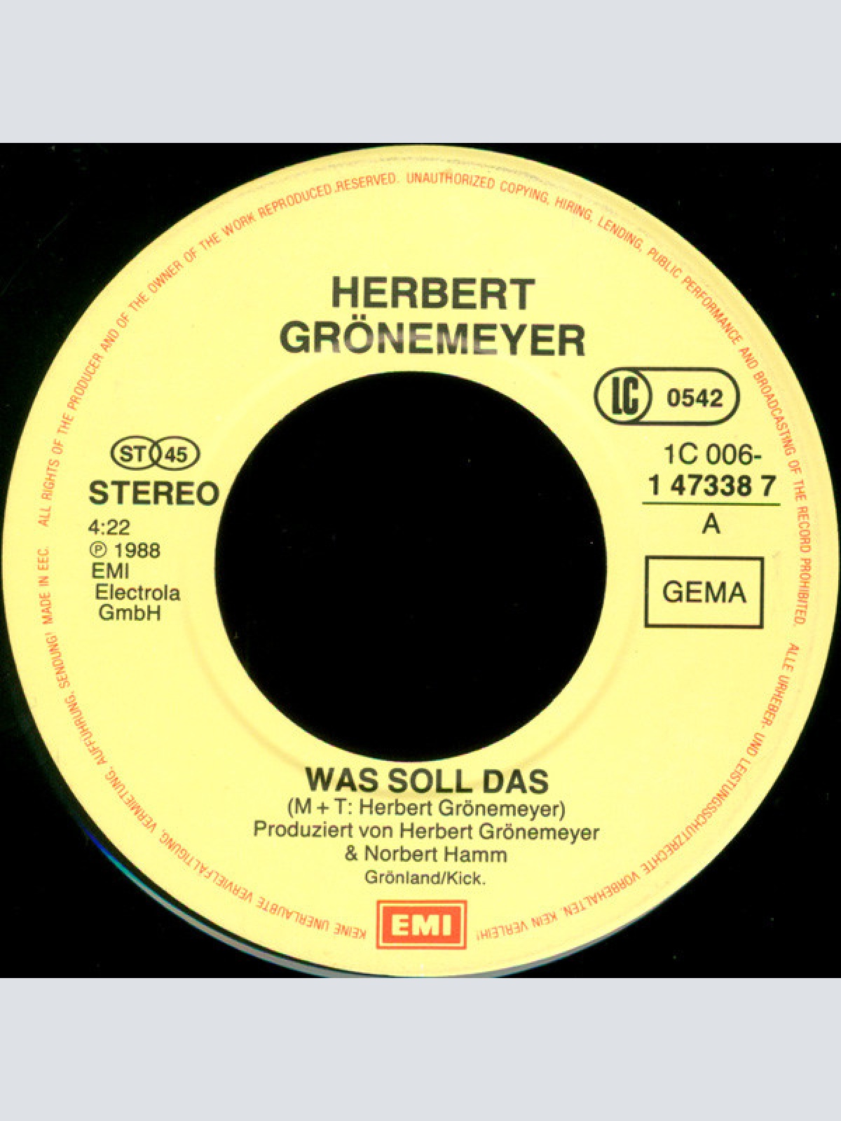 Vinyl / Herbert Grönemeyer - Was Soll Das