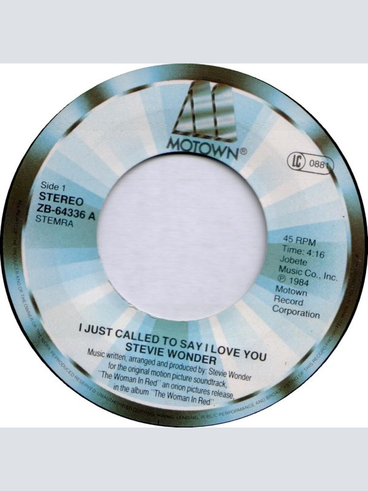 Vinyl / Stevie Wonder - I Just Called To Say I Love You