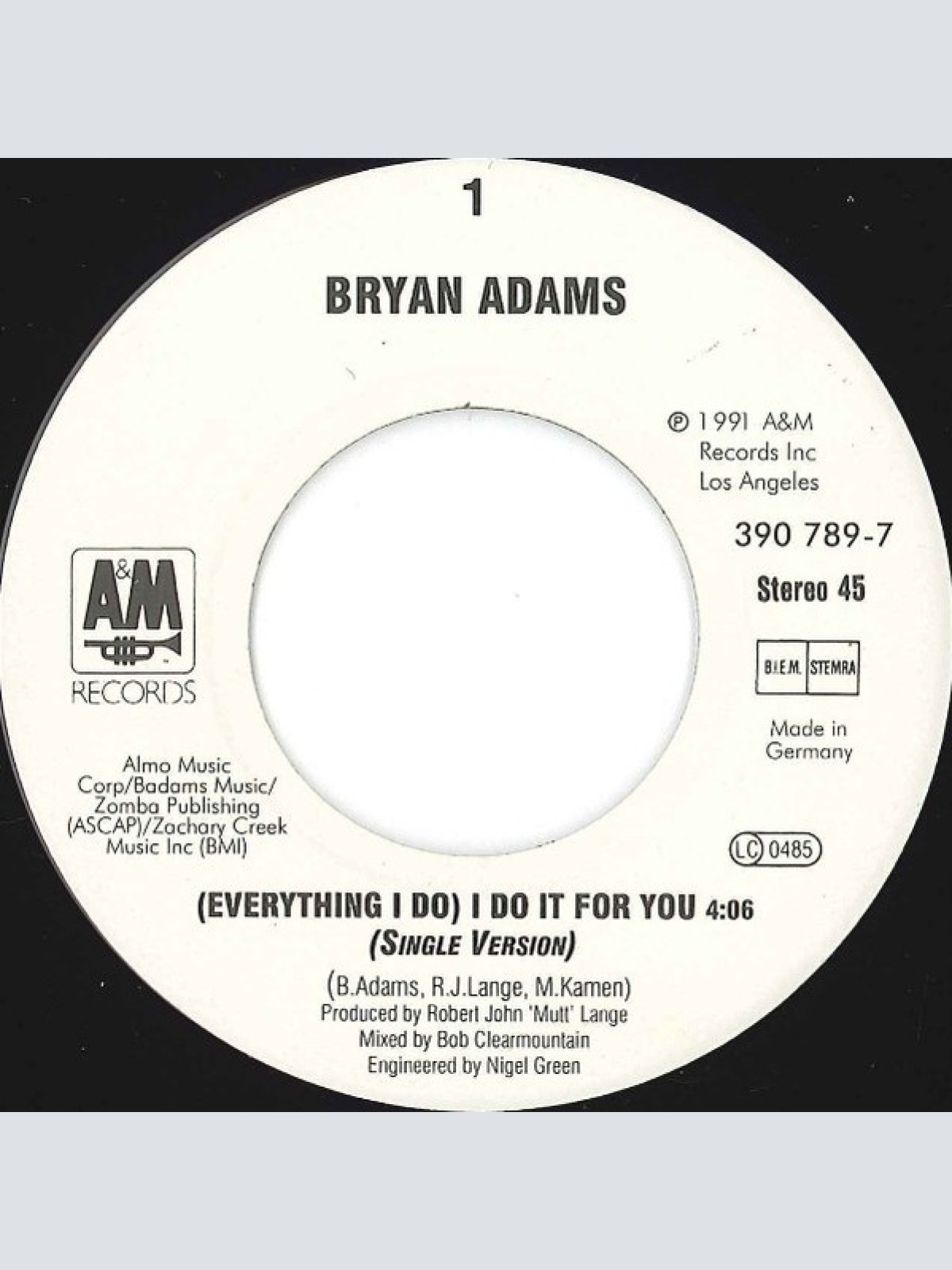 Vinyl / Bryan Adams - (Everything I Do) I Do It For You