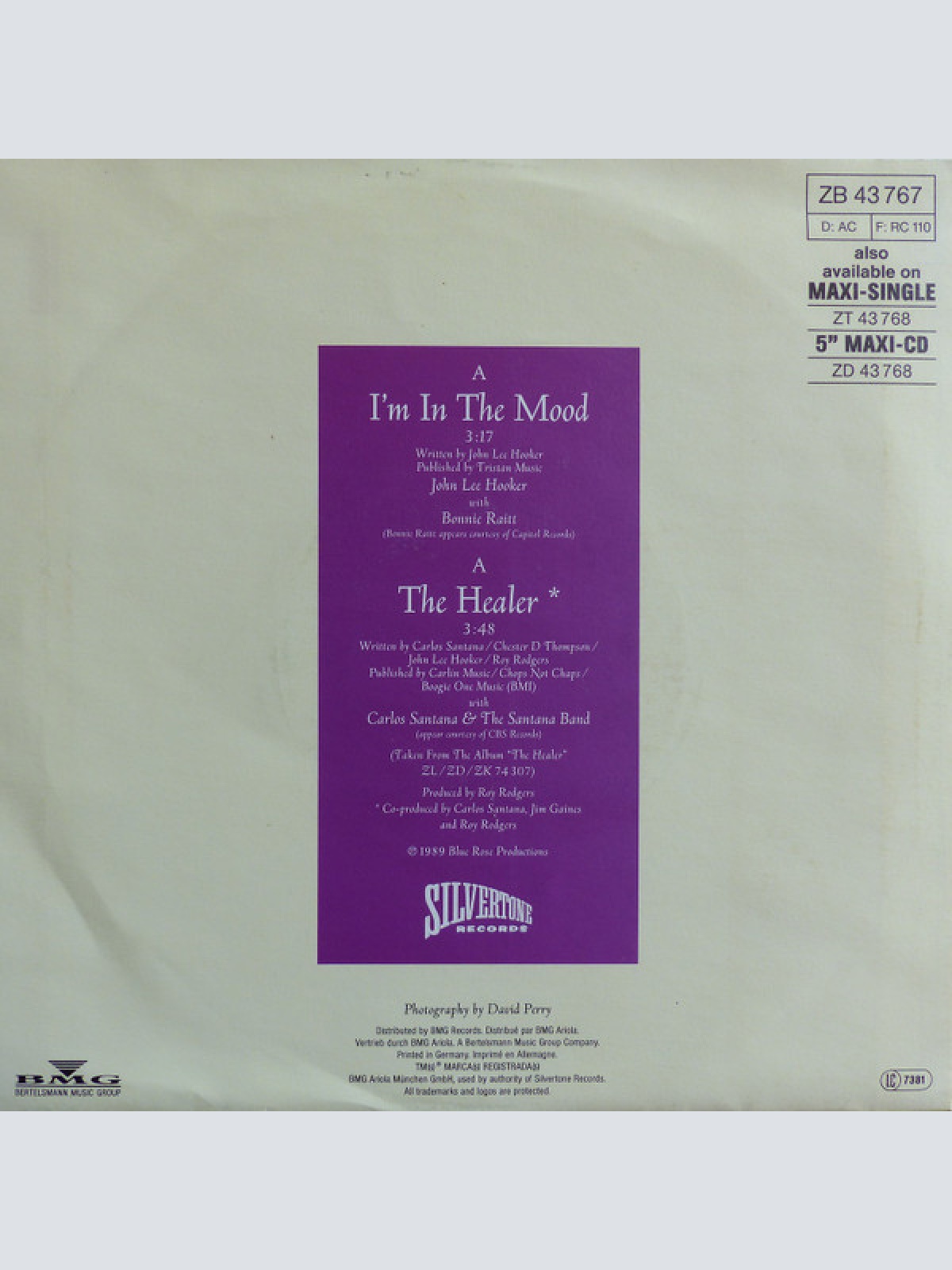 Vinyl / John Lee Hooker With Bonnie Raitt / John Lee Hooker With Carlos Santana & The Santana Band* - I'm In The Mood / The Healer