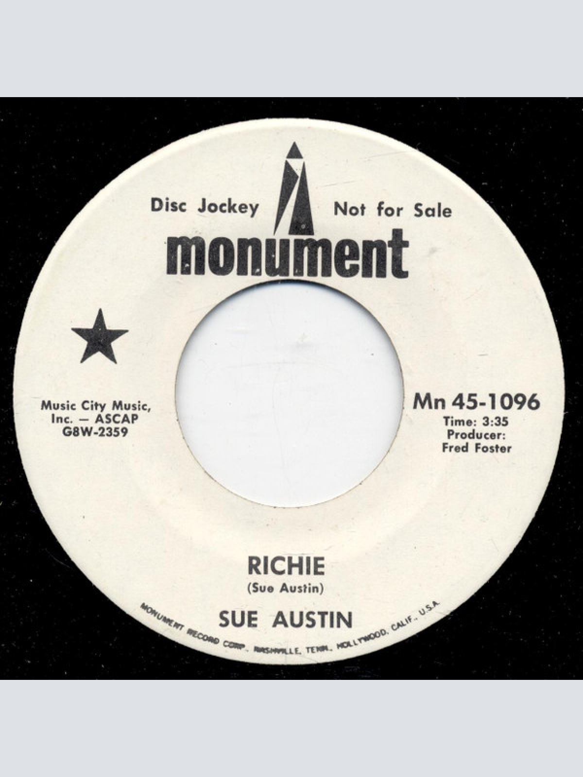 Vinyl / Sue Austin - Richie / Remember Is A Long Time From Right Now