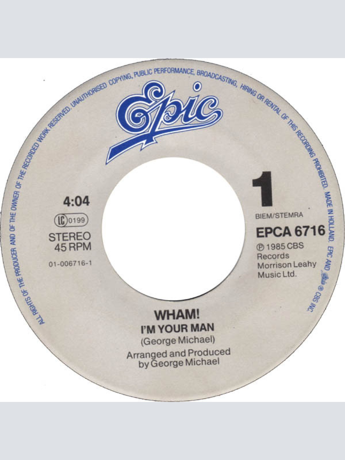 Vinyl / Wham! - I'm Your Man