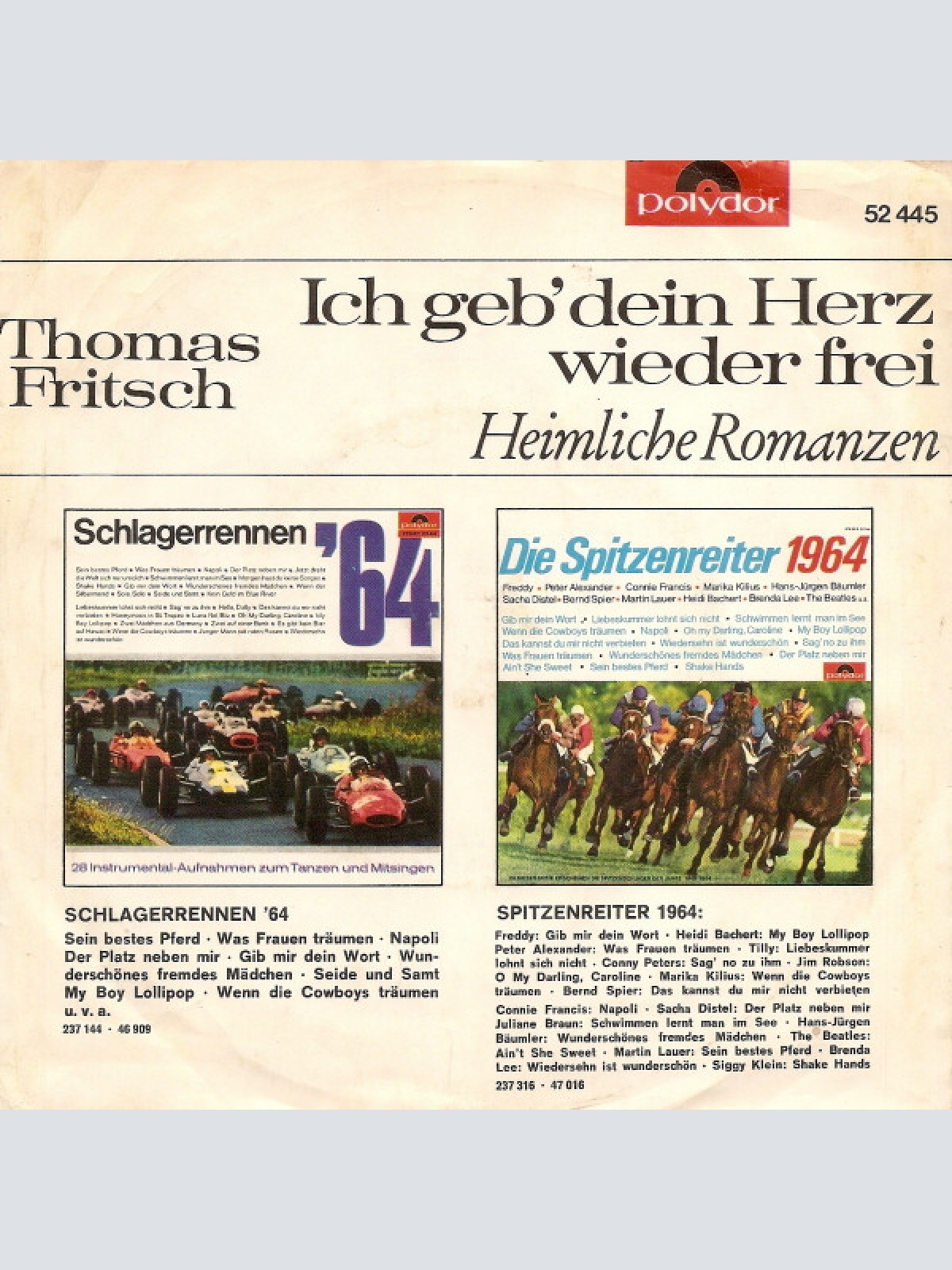 Vinyl / Thomas Fritsch - Ich Geb' Dein Herz Wieder Frei / Heimliche Romanzen