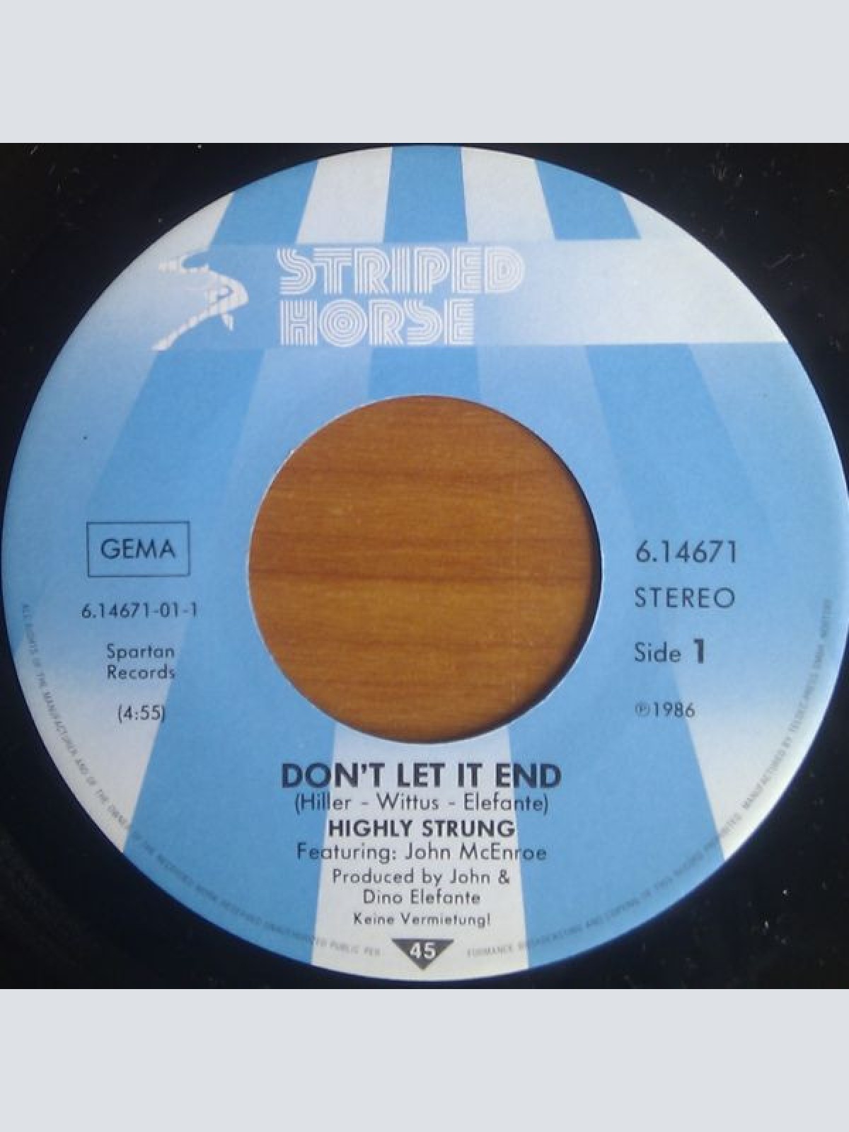 Vinyl / Highly Strung (2) Featuring John McEnroe - Don't Let It End / The Flame's Lit