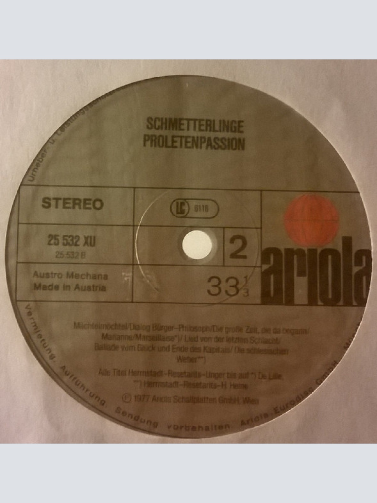 Vinyl / Schmetterlinge - Proletenpassion