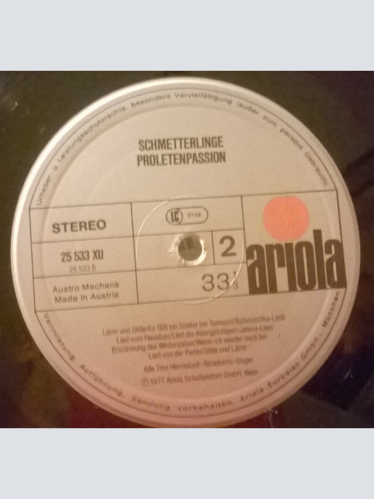 Vinyl / Schmetterlinge - Proletenpassion