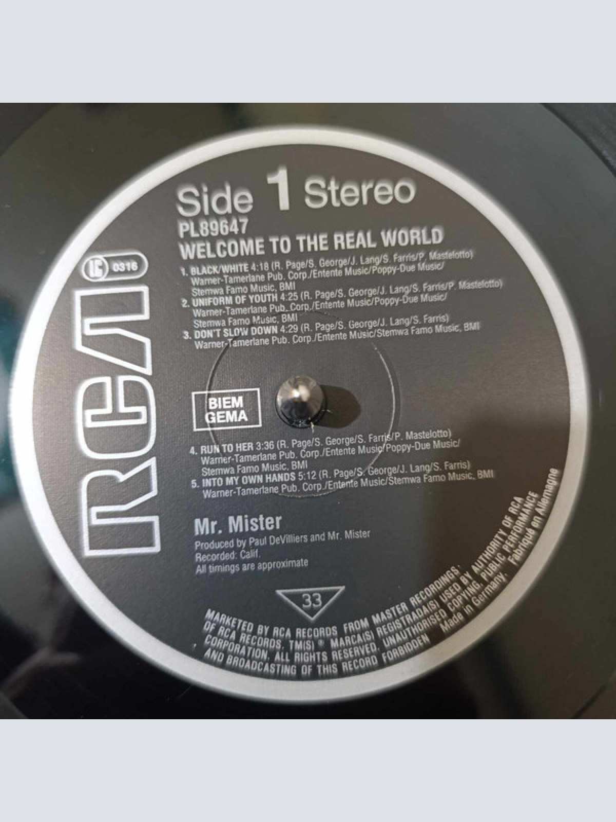 Vinyl / Mr. Mister - Welcome To The Real World