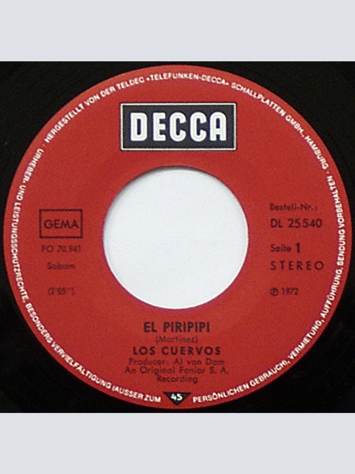 Vinyl / Los Cuervos - El Piripipi / Escuchame