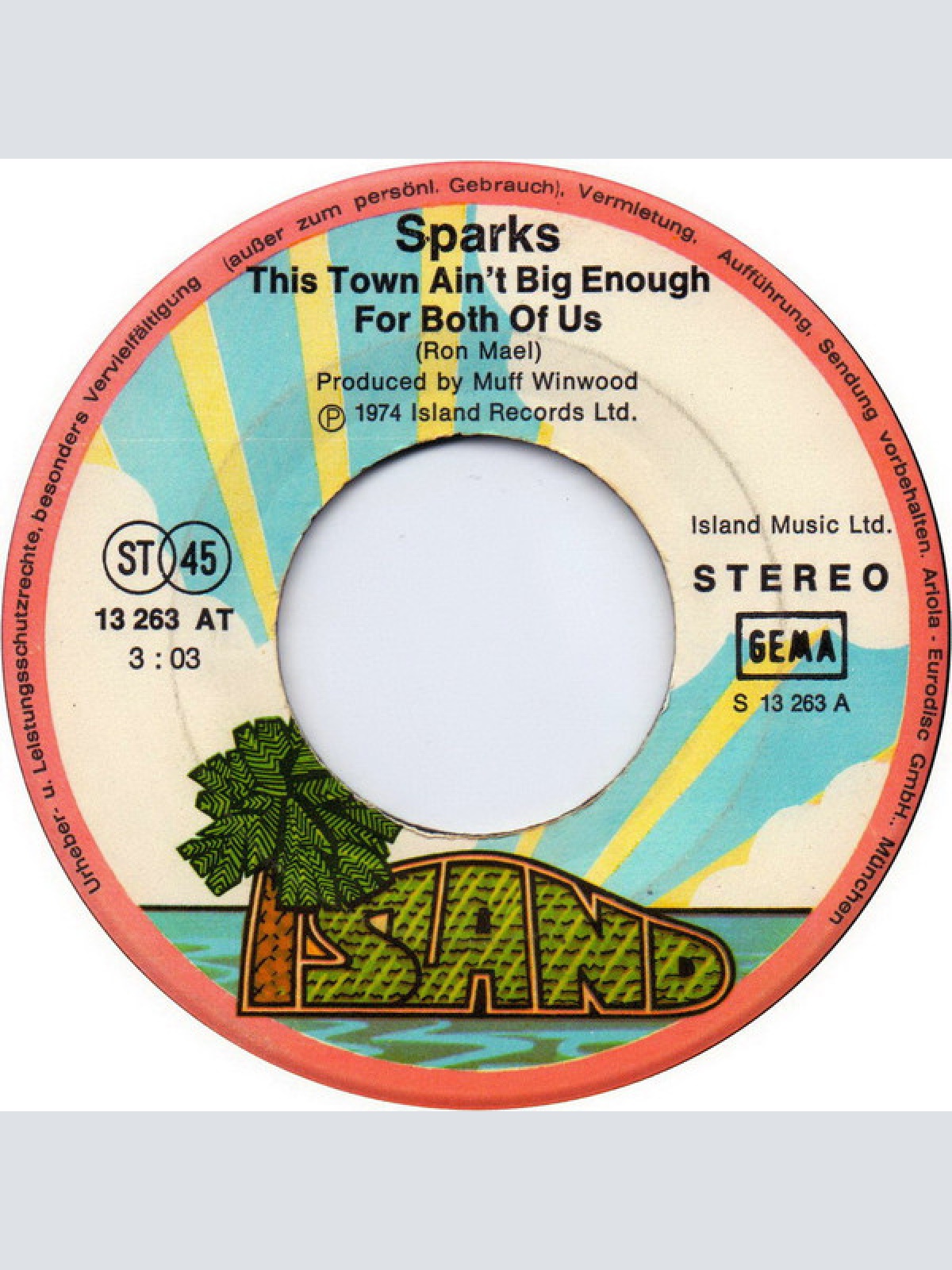 Vinyl / Sparks - This Town Ain't Big Enough For Both Of Us