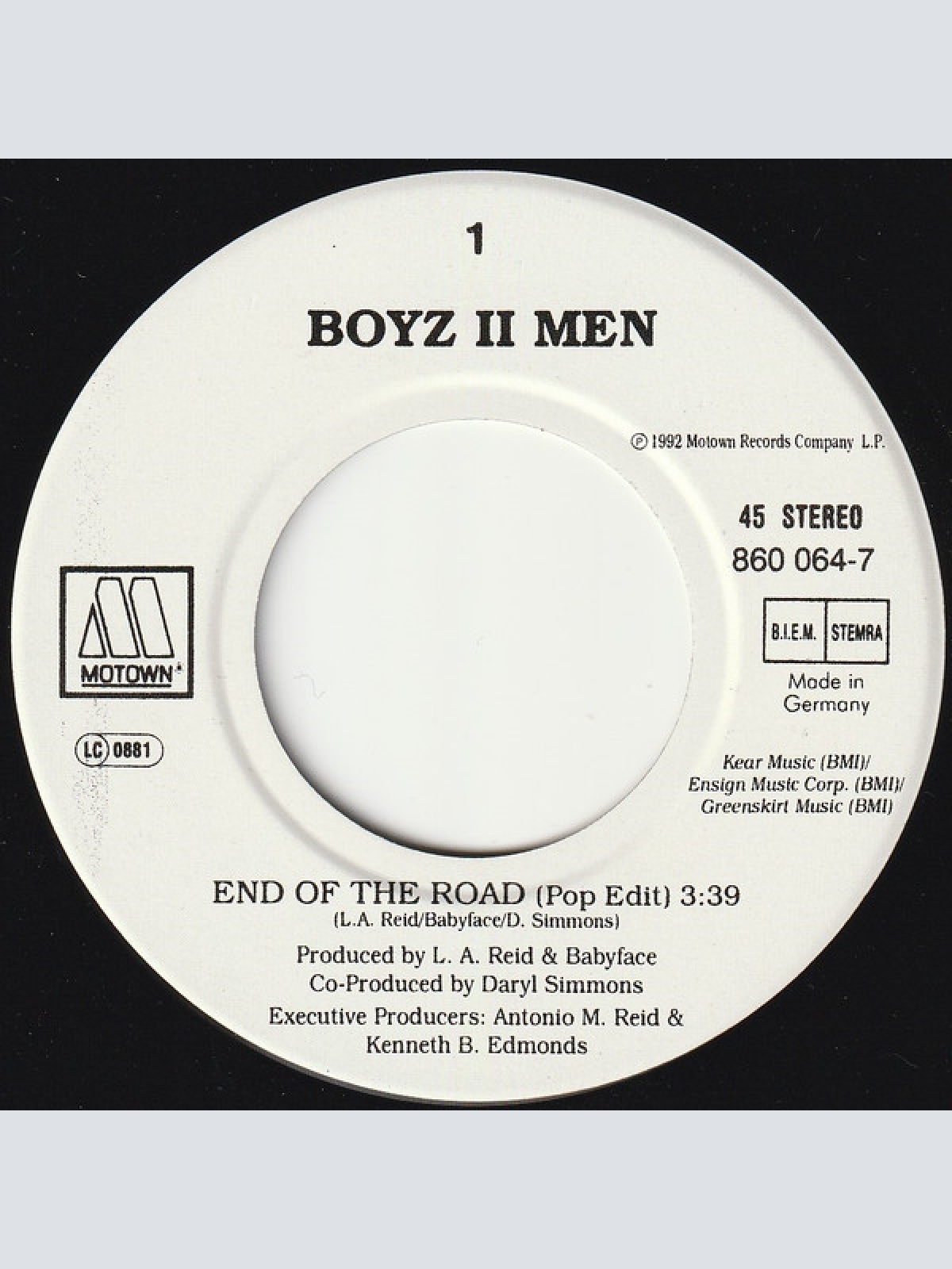 Vinyl / Boyz II Men - End Of The Road