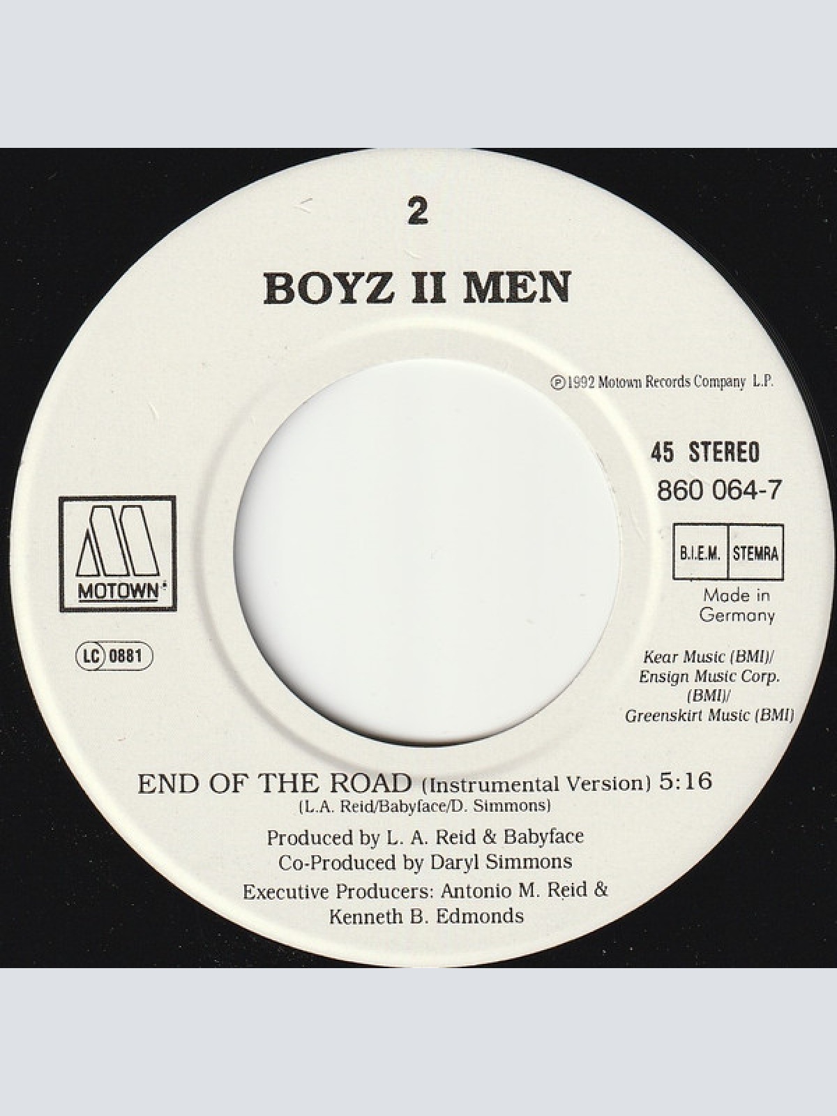 Vinyl / Boyz II Men - End Of The Road