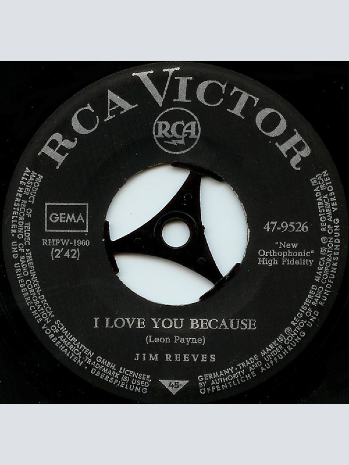 Vinyl / Jim Reeves - I Love You Because / Waltzing On Top Of The World