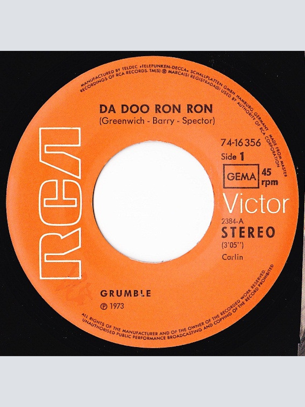 Vinyl / Grumble - Da Doo Ron Ron
