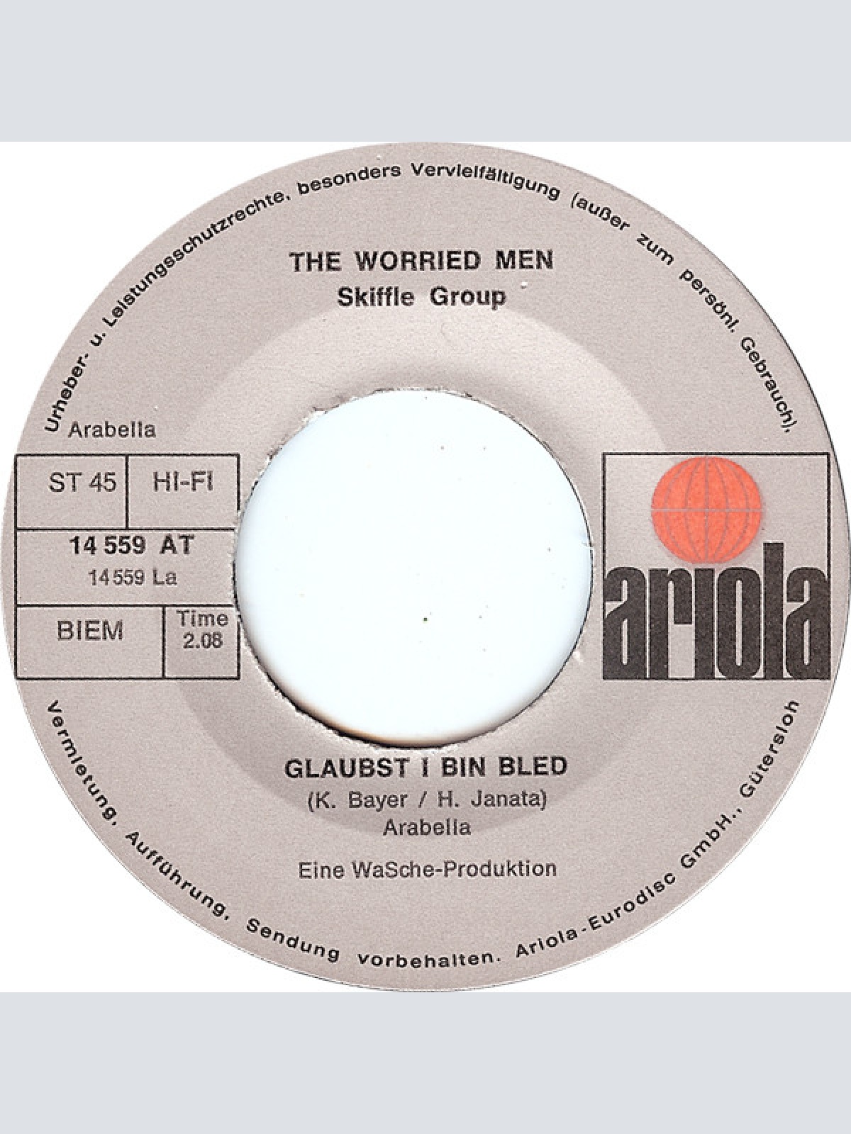 Vinyl / The Worried Men Skiffle Group* - Glaubst I Bin Bled / Keep On The Sunny Side