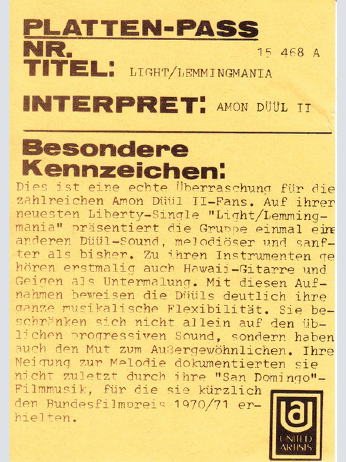 Vinyl / Amon Düül II - Light • Lemmingmania