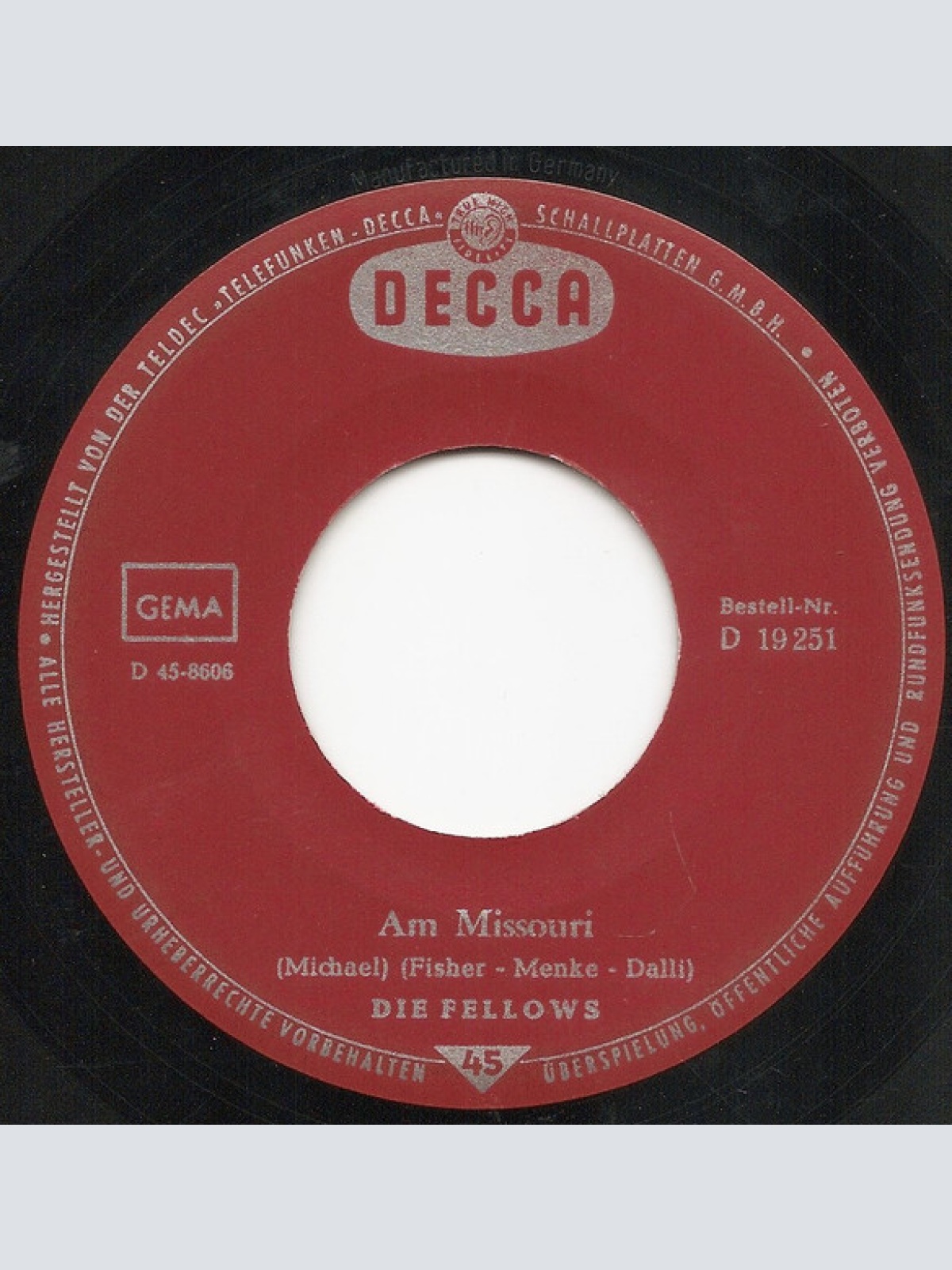Vinyl / Die Fellows - Am Missouri / Oh, Susanna