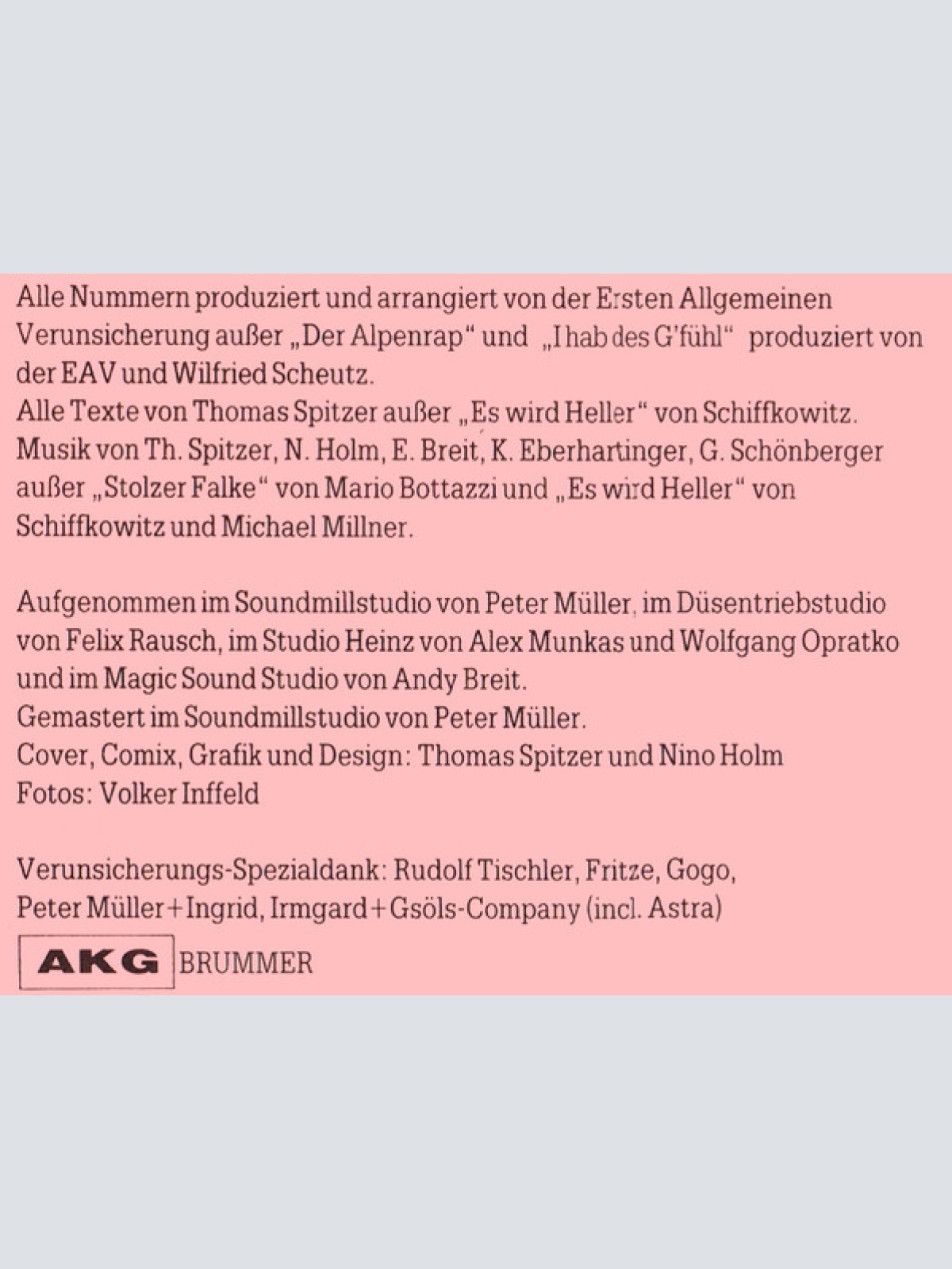 Vinyl / Erste Allgemeine Verunsicherung* - Spitalo Fatalo