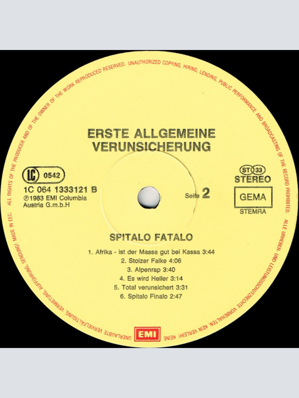 Vinyl / Erste Allgemeine Verunsicherung* - Spitalo Fatalo