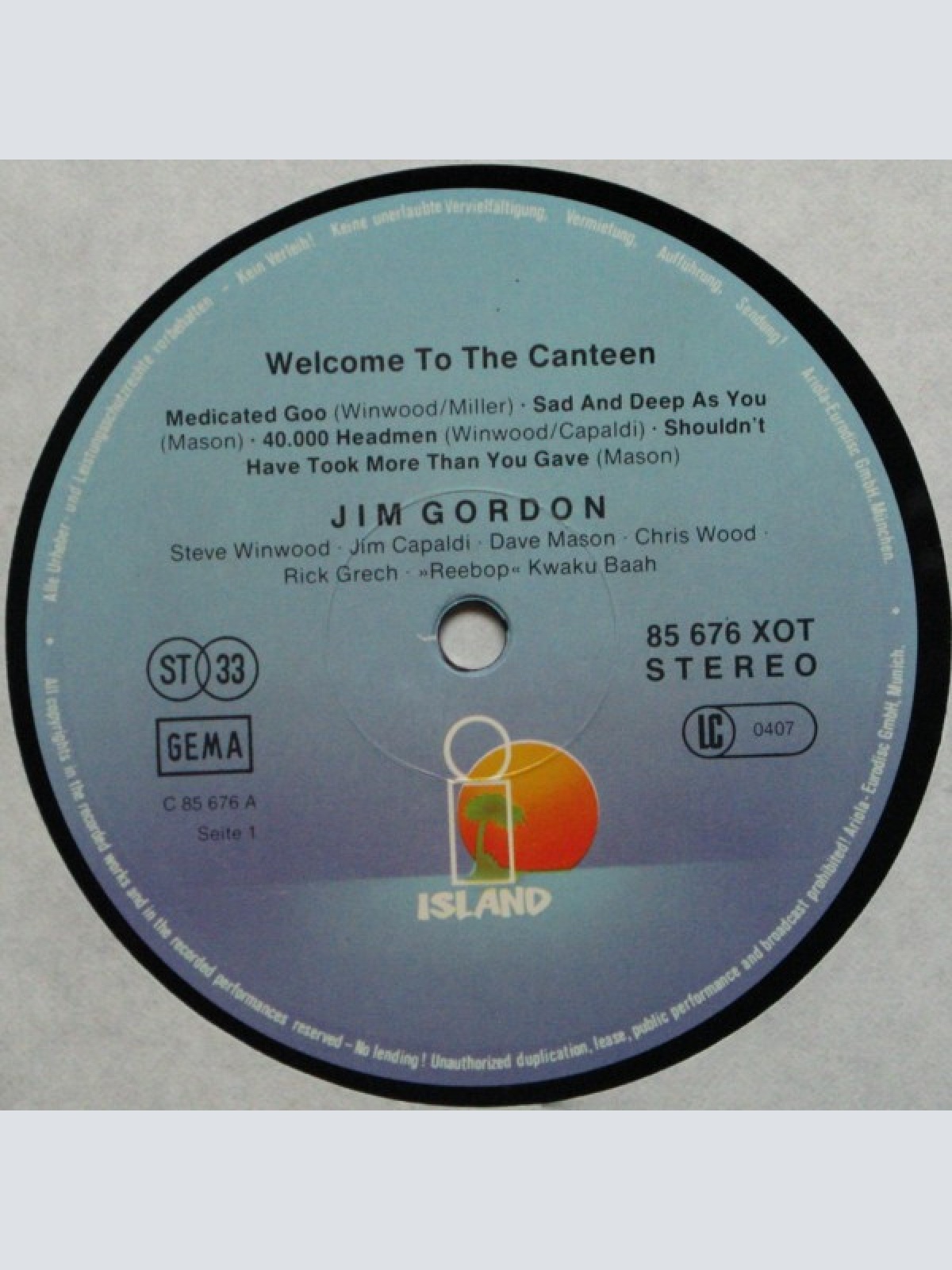 Vinyl / Traffic - Welcome To The Canteen