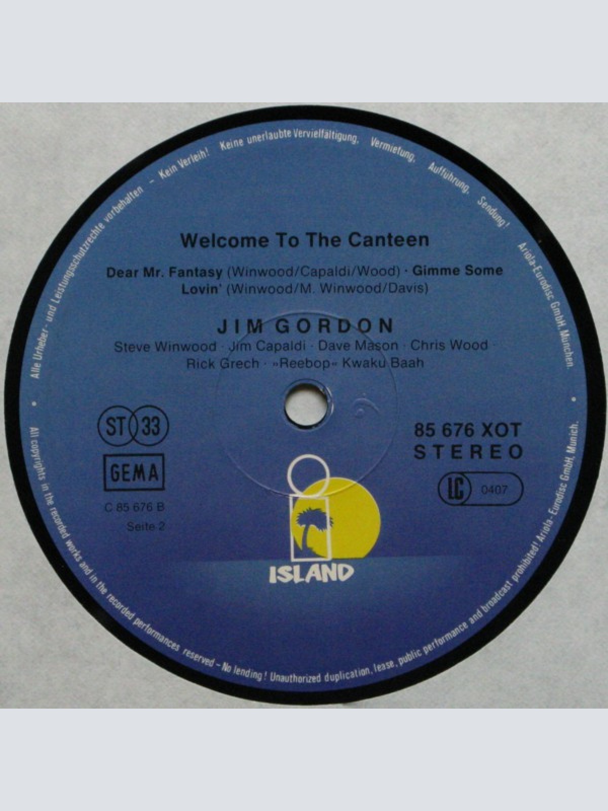 Vinyl / Traffic - Welcome To The Canteen