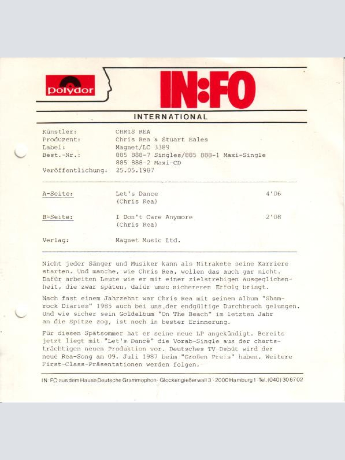 Vinyl / Chris Rea - Let's Dance