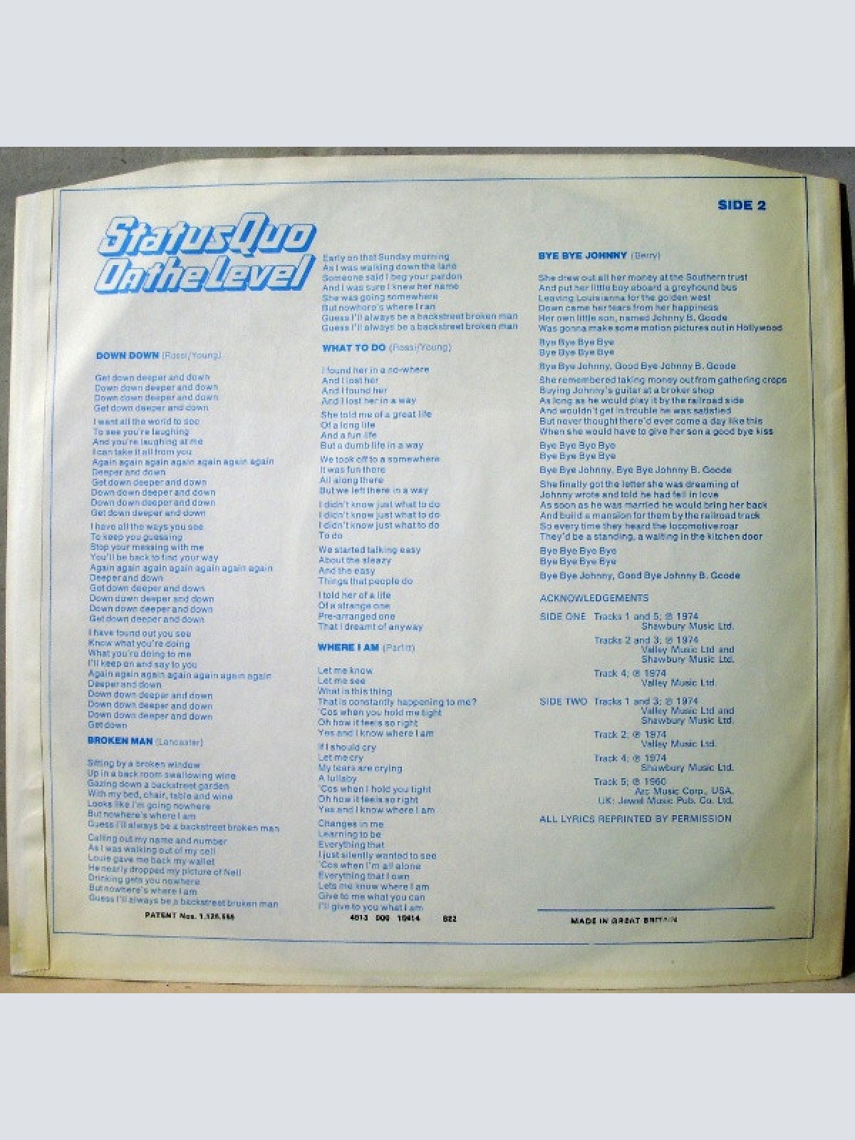 Vinyl / Status Quo - On The Level