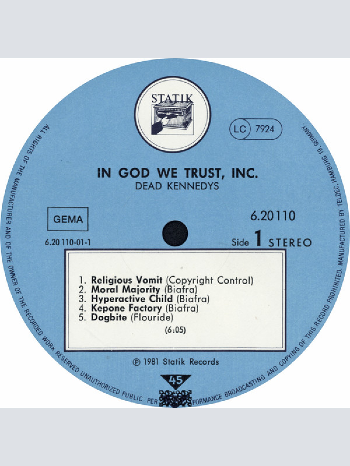 Vinyl / Dead Kennedys - In God We Trust, Inc.