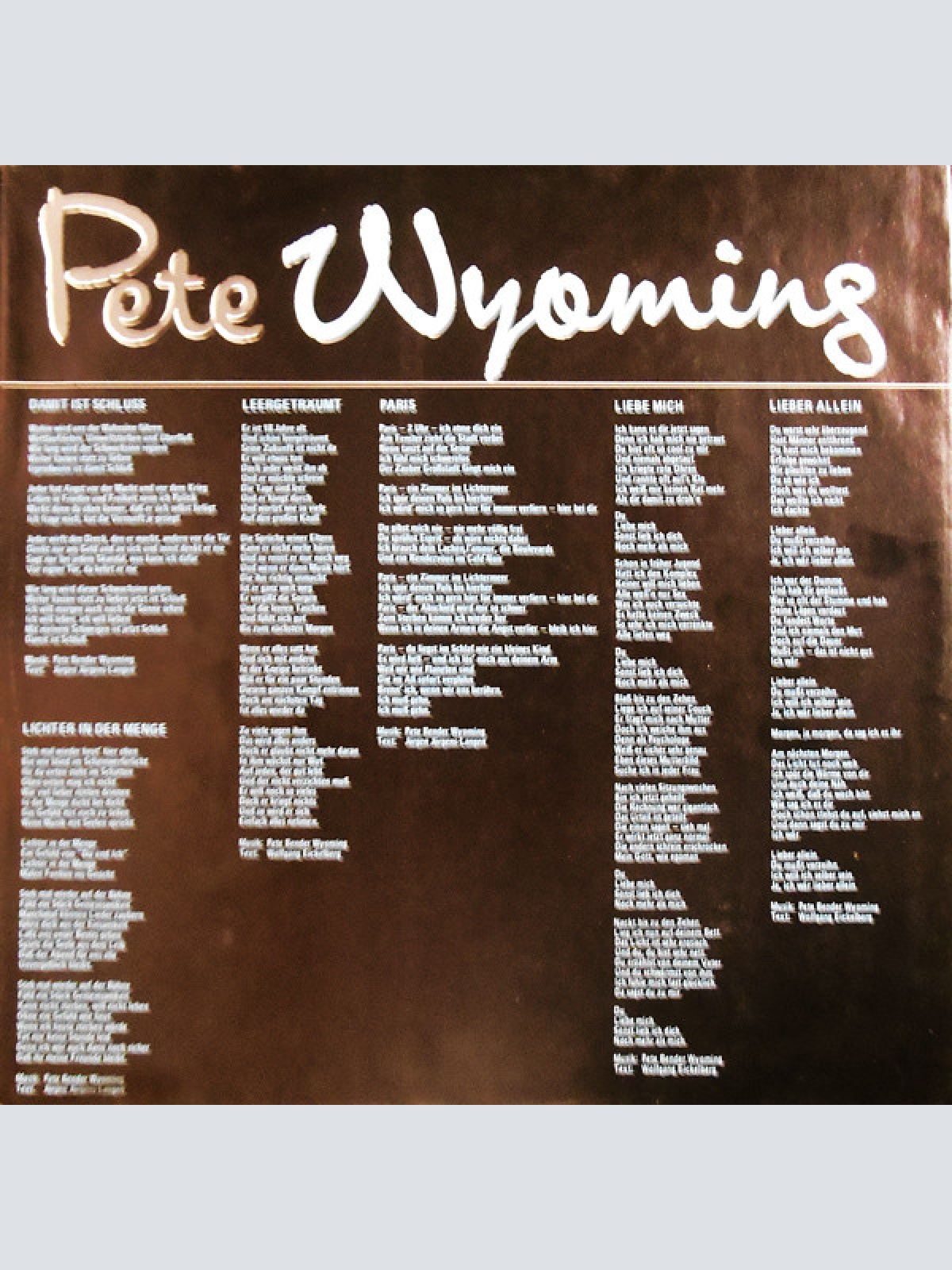 Vinyl / Pete Wyoming Bender - Wenn Gefühle Sterben ...