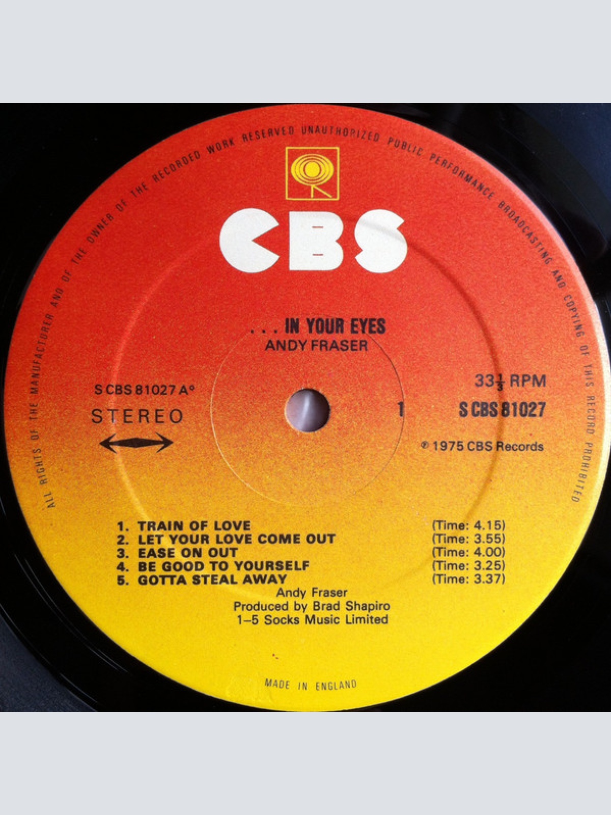 Vinyl / Andy Fraser - ...In Your Eyes