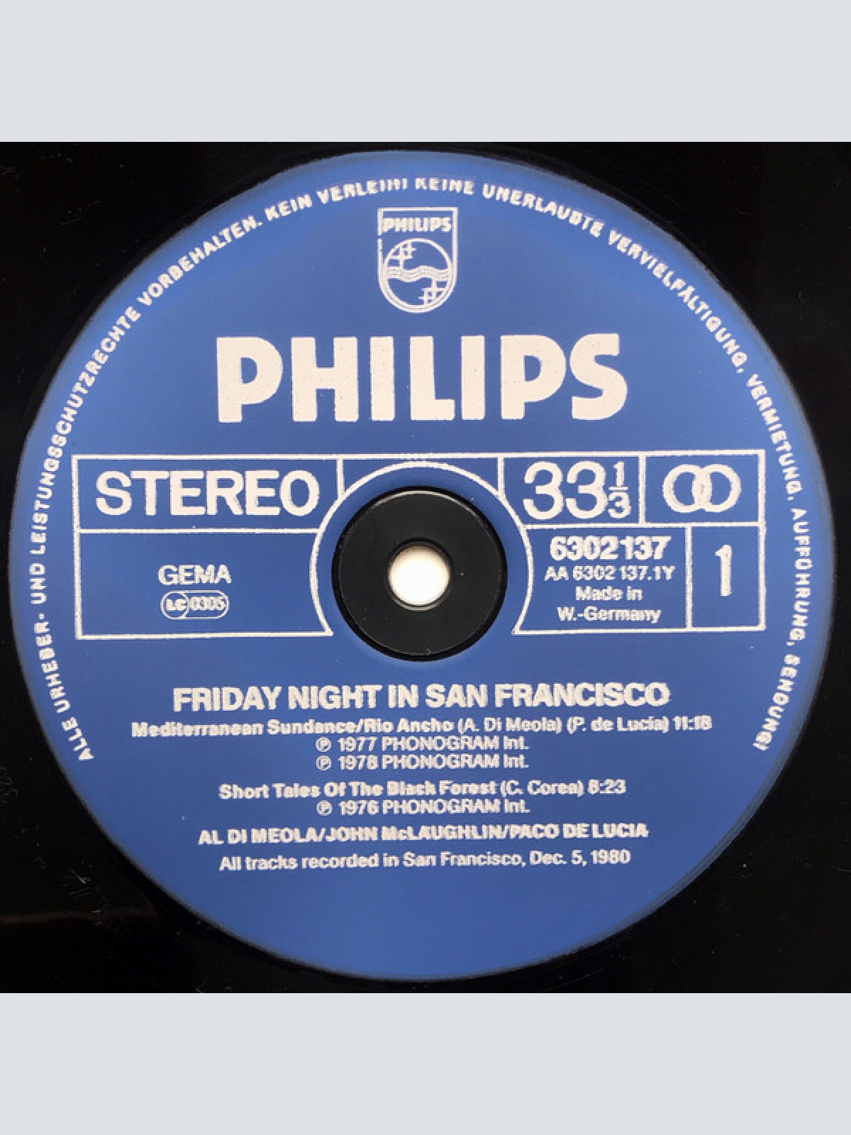 Vinyl / Al Di Meola / John McLaughlin / Paco De Lucia* - Friday Night In San Francisco