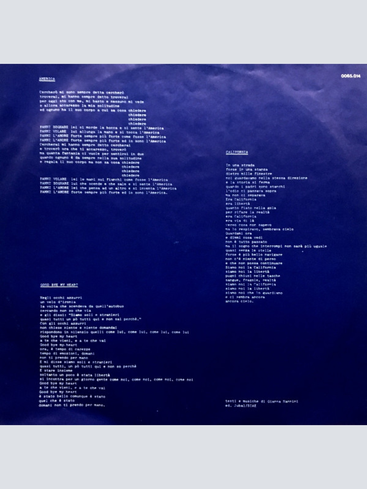 Vinyl / Gianna Nannini - California