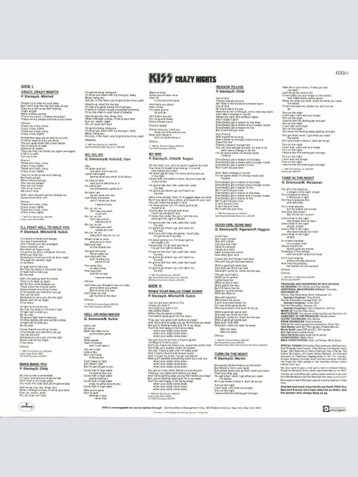 Vinyl / Kiss - Crazy Nights