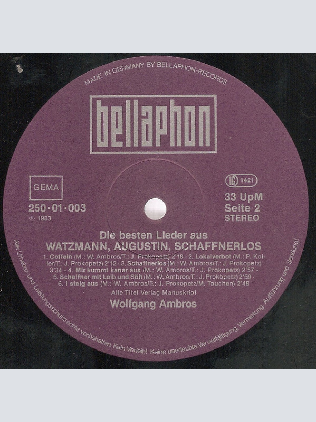 Vinyl / W. Ambros* - Die Besten Lieder Aus Watzmann, Augustin Und Schaffnerlos