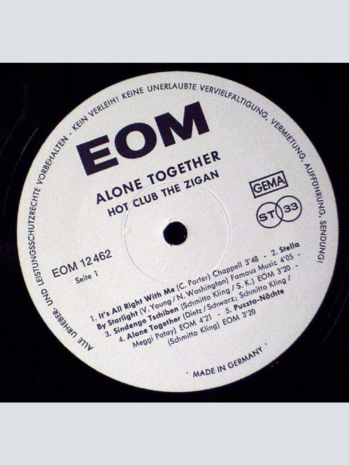 Vinyl / Hot Club The Zigan - Alone Together