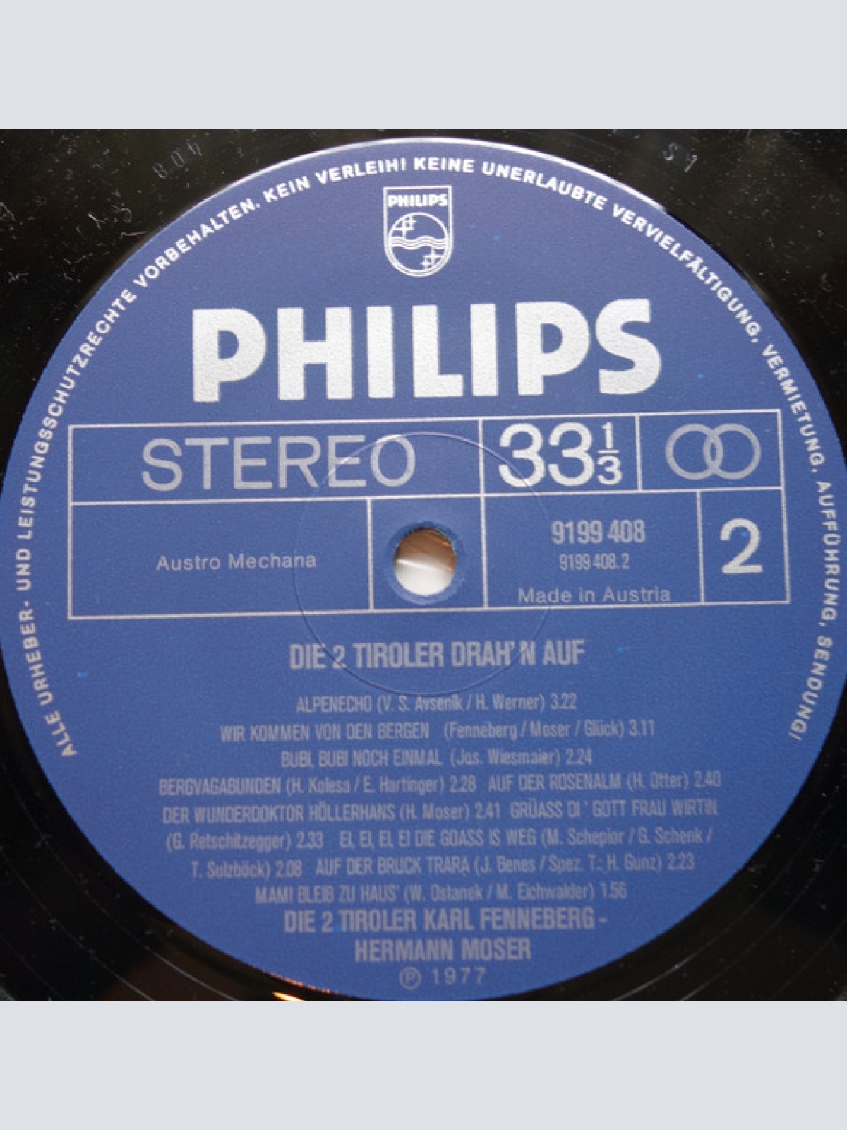 Vinyl / Dei 2 Tiroler Fenneberg & Moser* - Die 2 Tiroler Drahn Auf