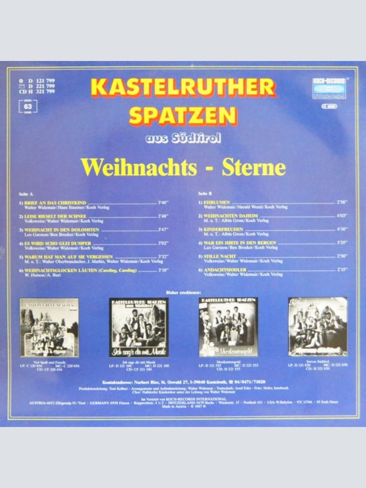 Vinyl / Kastelruther Spatzen Aus Südtirol* - Weihnachts-Sterne