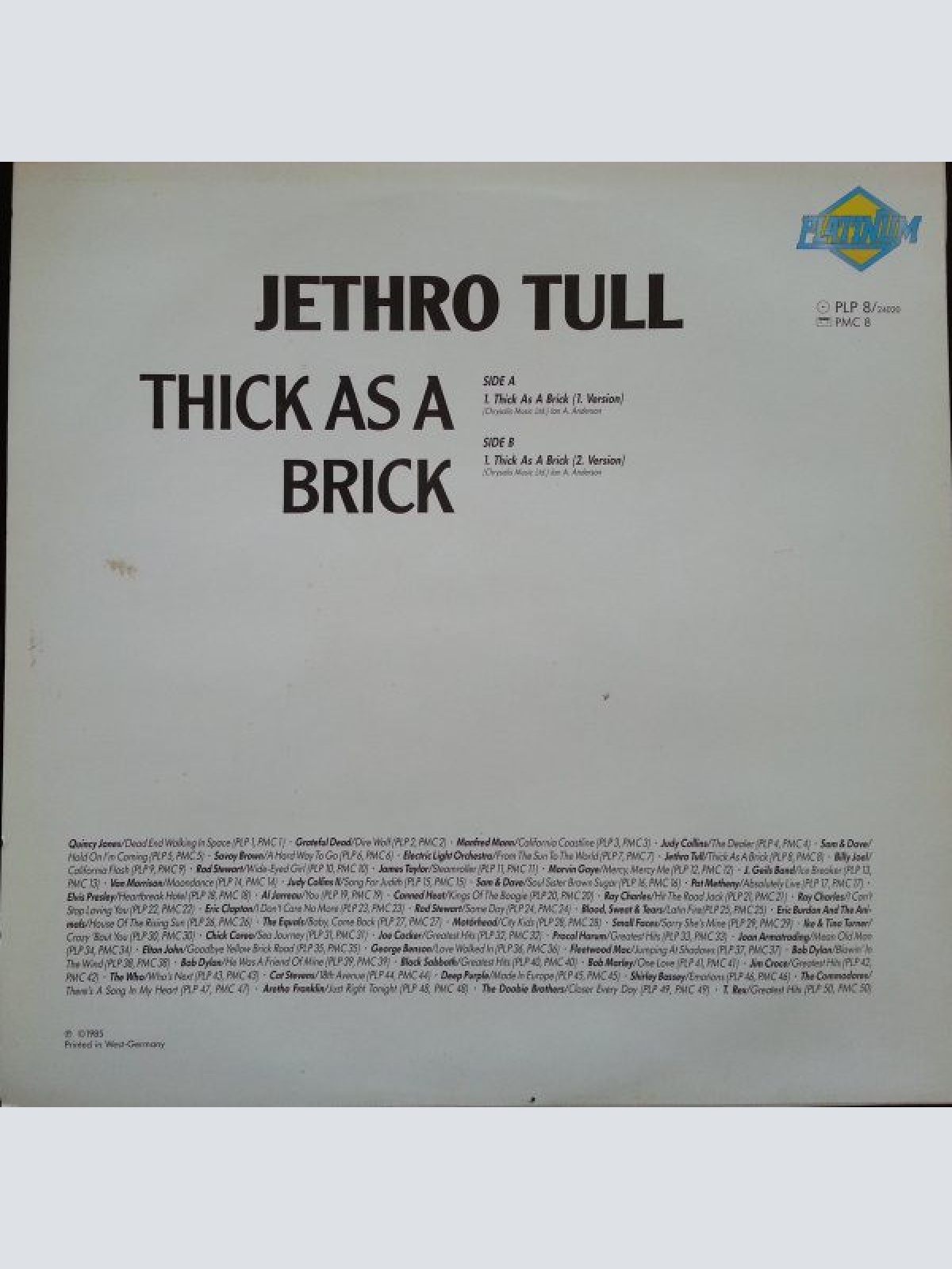 Vinyl / Jethro Tull - Thick As A Brick