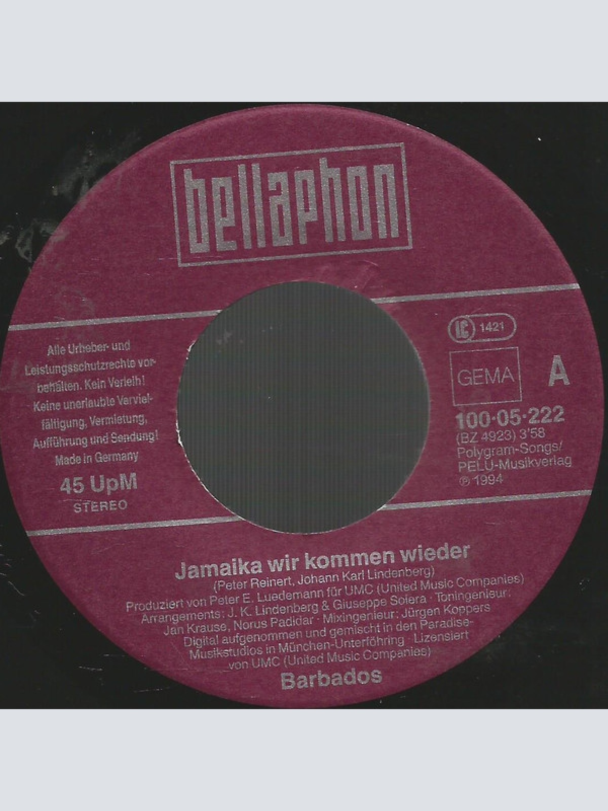 Vinyl / Barbados (3) - Jamaika Wir Kommen Wieder