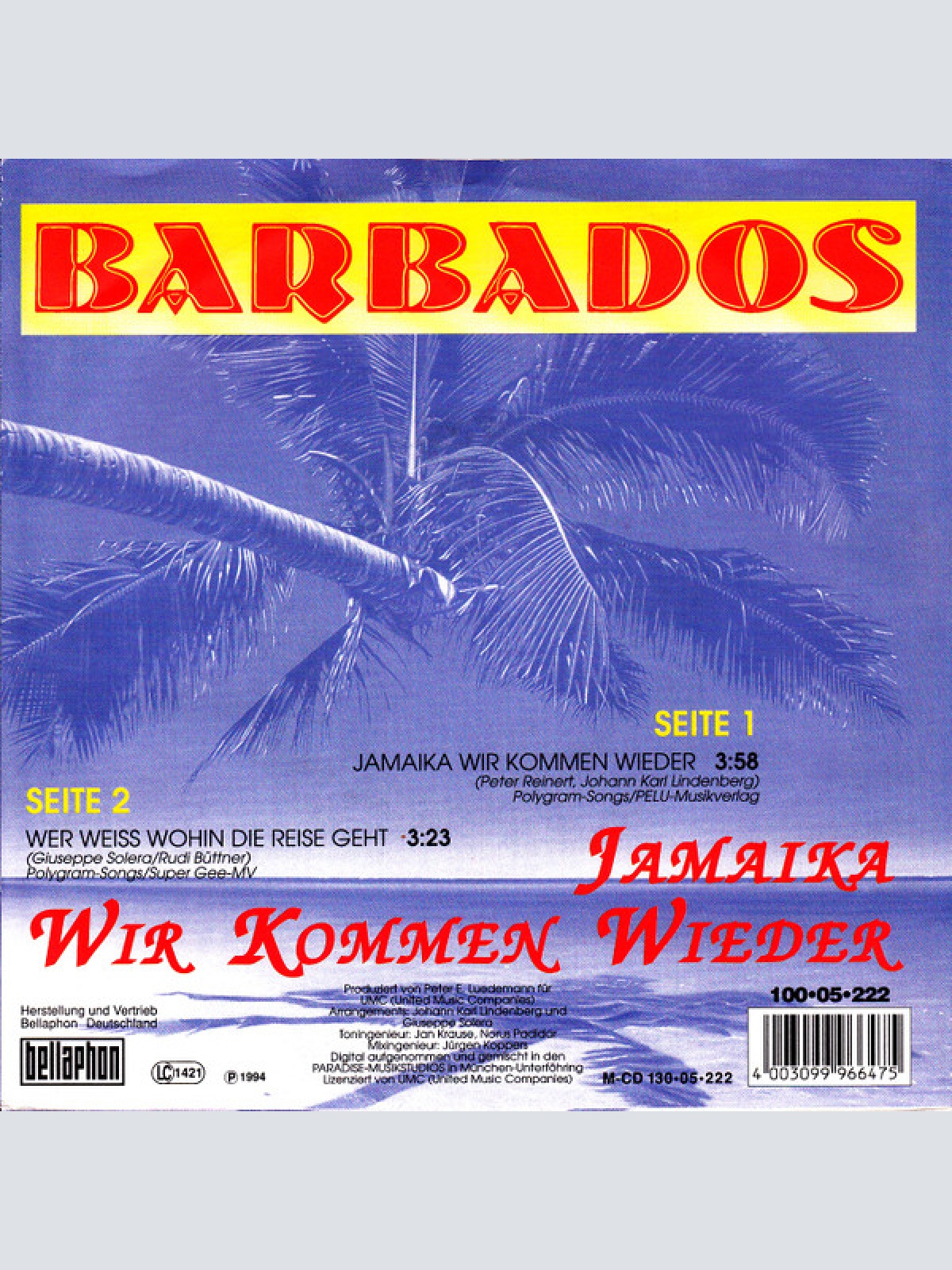 Vinyl / Barbados (3) - Jamaika Wir Kommen Wieder