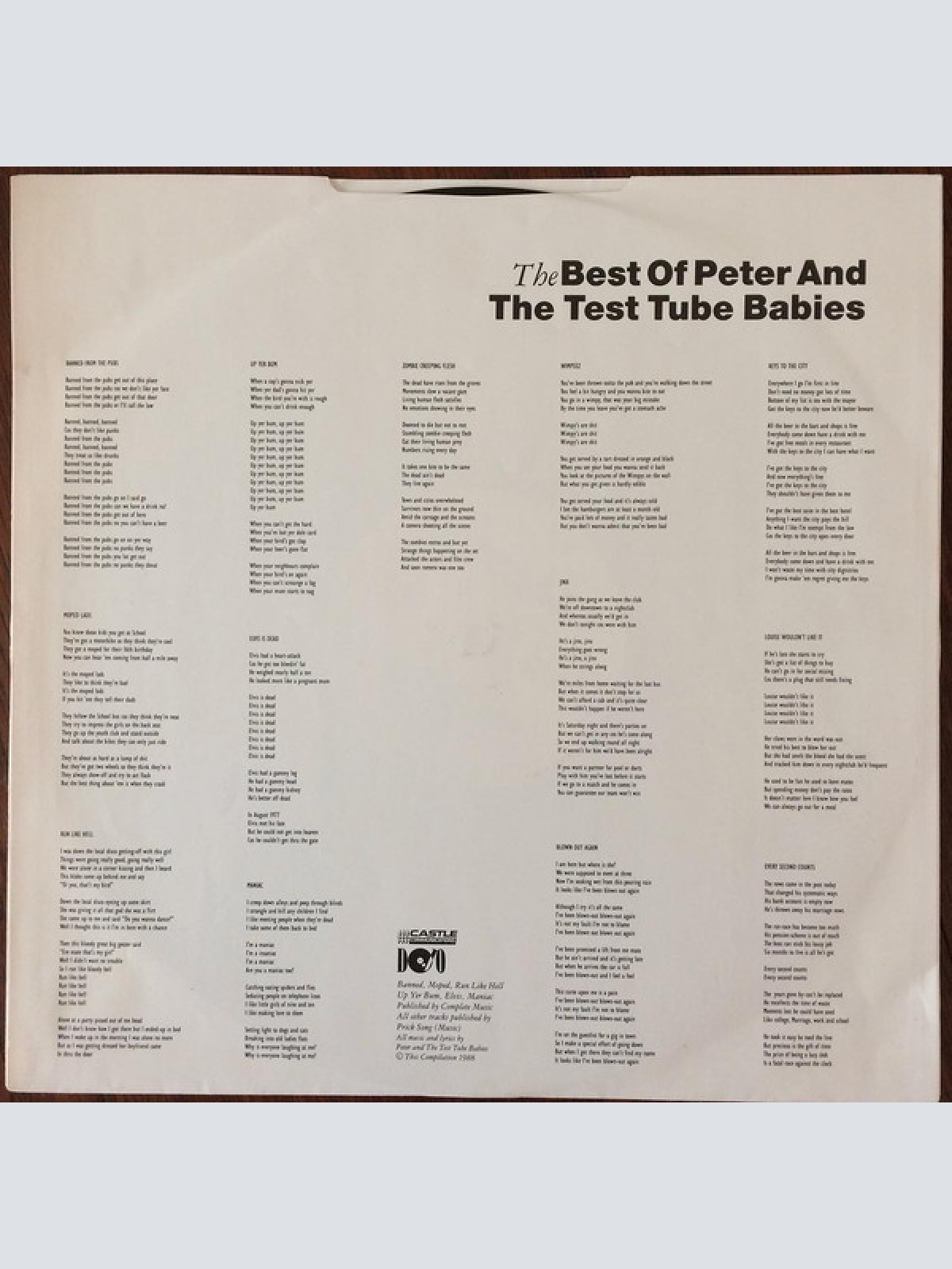 Vinyl / Peter And The Test Tube Babies - The Best Of Peter And The Test Tube Babies