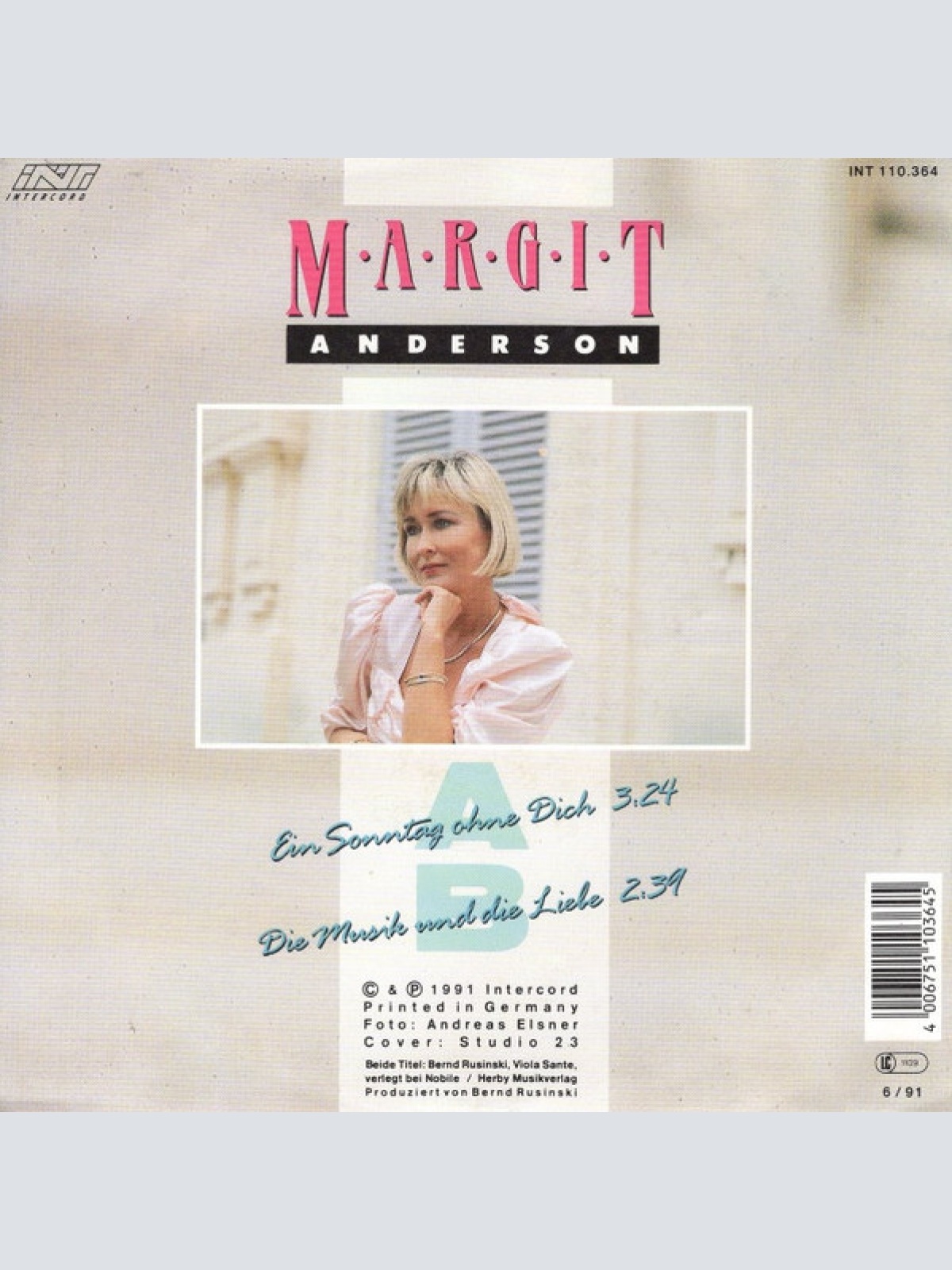 Vinyl / Margit Anderson - Ein Sonntag Ohne Dich