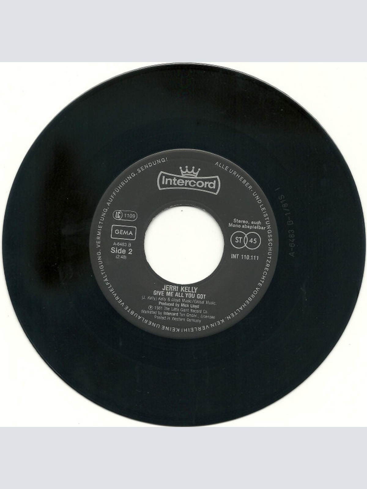 Vinyl / Jerri Kelly - Walk Me Cross The River / Give Me All You Got