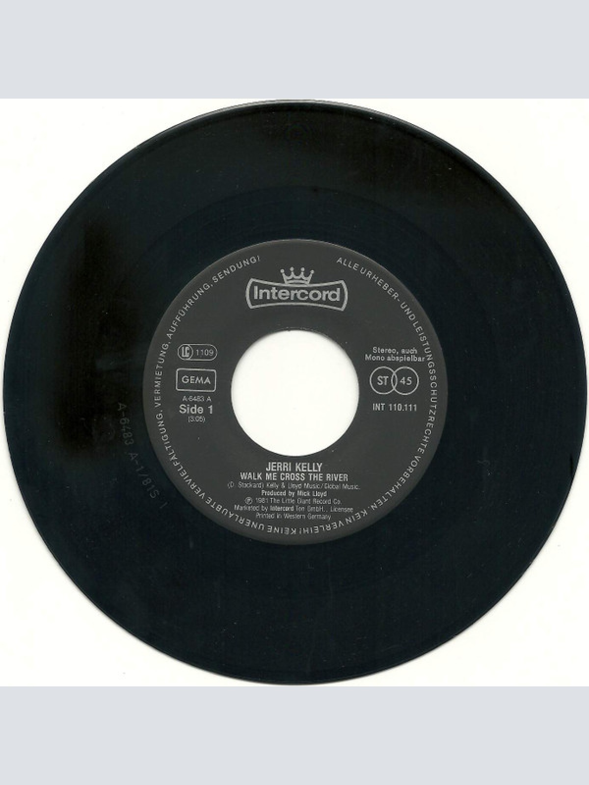 Vinyl / Jerri Kelly - Walk Me Cross The River / Give Me All You Got