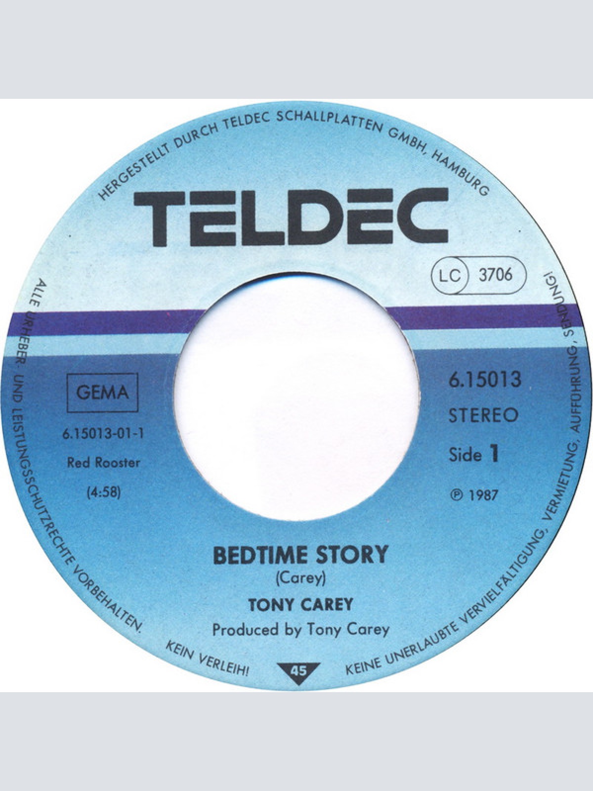 Vinyl / Tony Carey - Bedtime Story