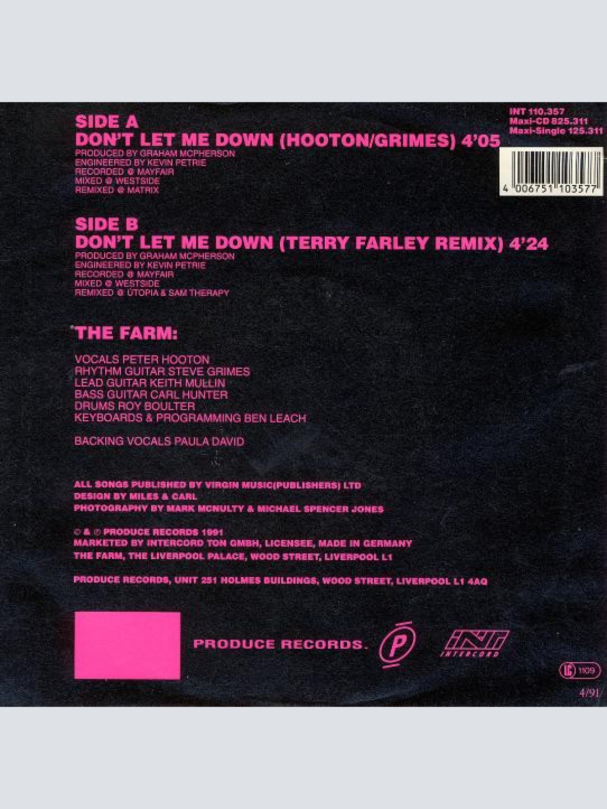 Vinyl / The Farm - Don't Let Me Down